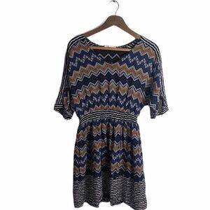 Altar’d State boho dress blue tan Medium